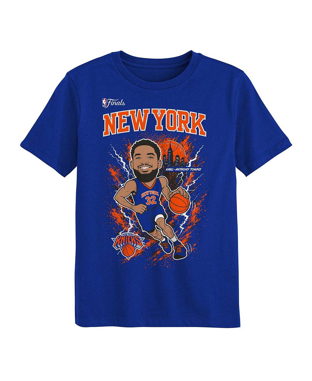 Детская футболка Outerstuff Blue New York Knicks 2026 NBA Finals Player Karl-Anthony Towns