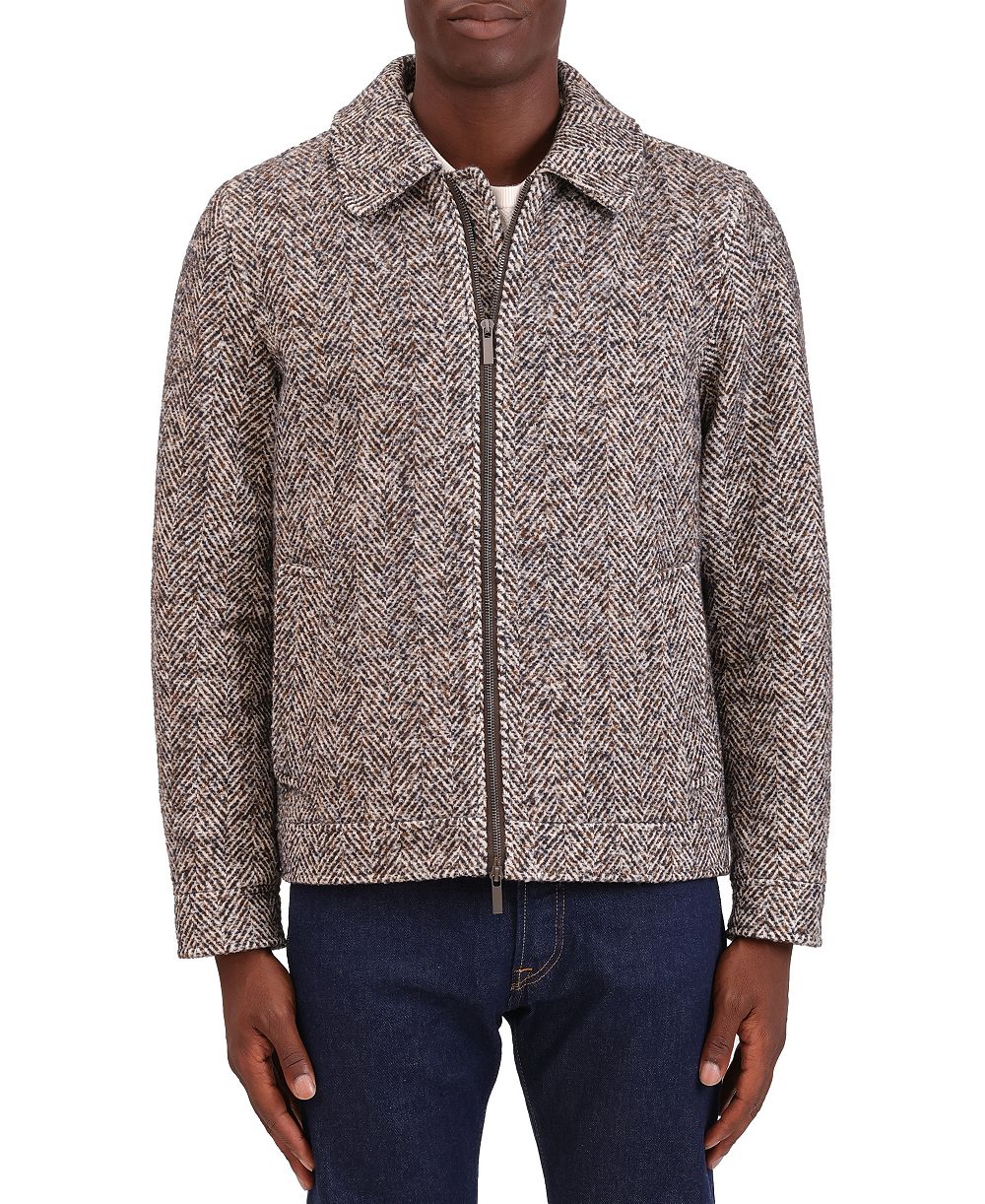 Bagatelle Men's Chevron Wool-Blend Zip-Up Blouson Jacket