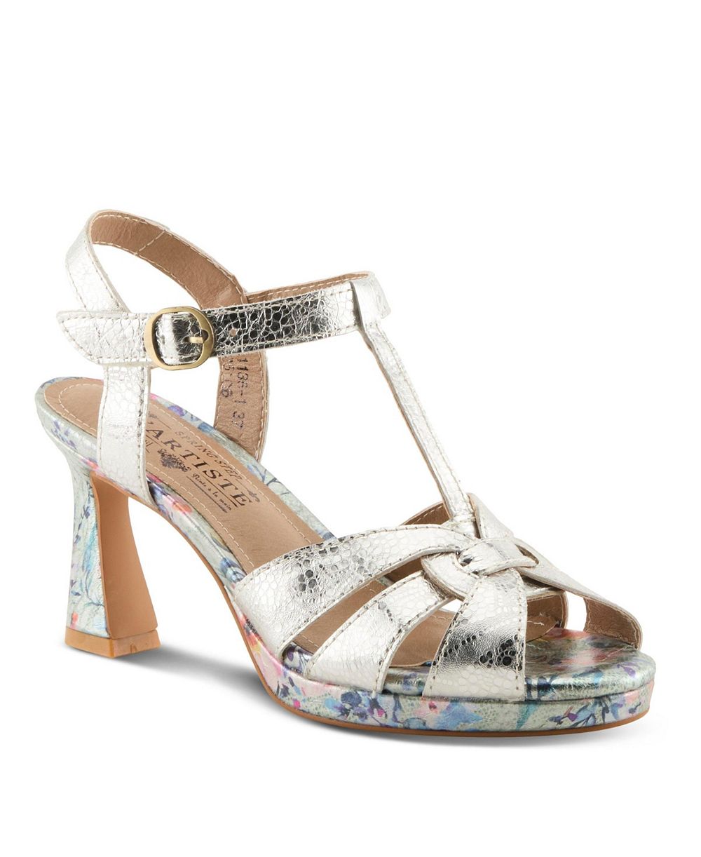 L'Artiste Women's Spring Step Twinkletoz Ankle Strap with Floral Embroidery