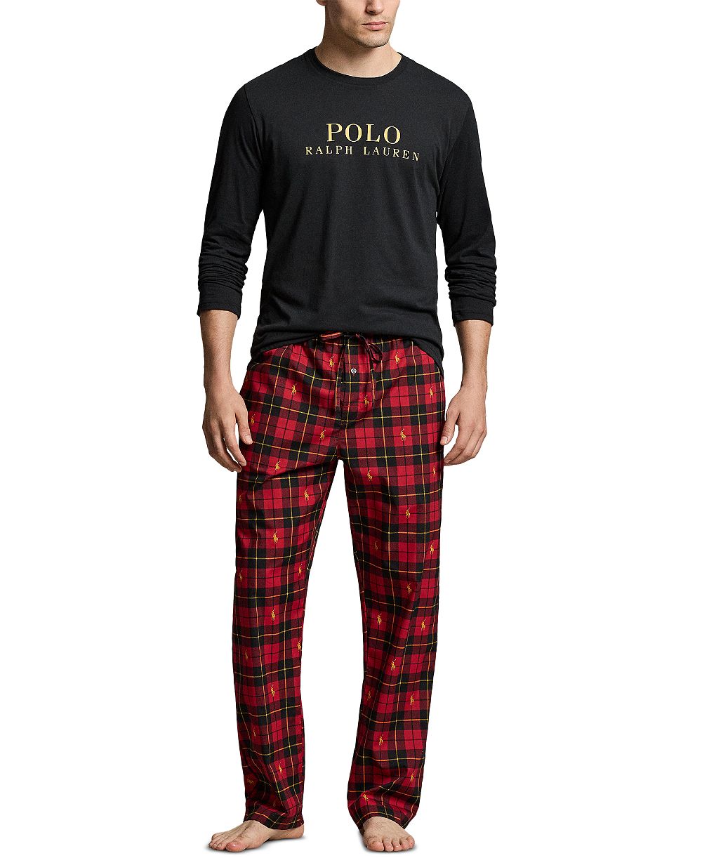 Мужской комплект из клетчатой кофты и брюк с длинным рукавом, Polo Ralph Lauren