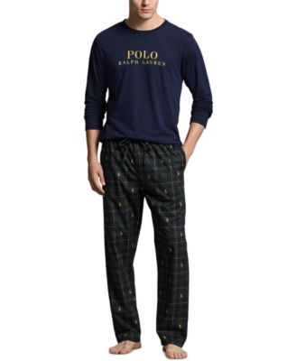 Polo Ralph Lauren Men's Crewneck Long-Sleeve Plaid Top and Pants, 2-Piece Set