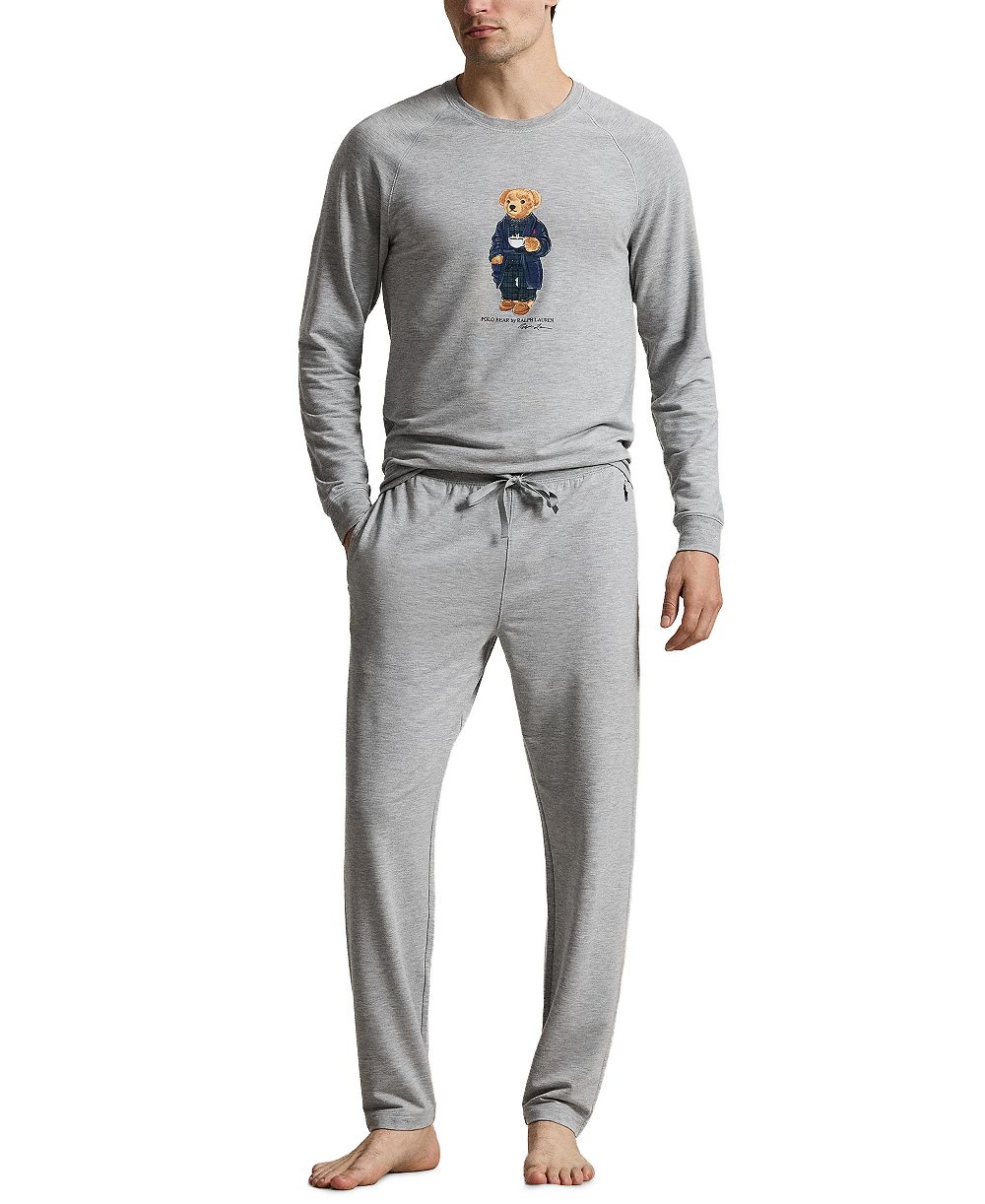 Polo Ralph Lauren Men's Polo Bear Long-Sleeve Crewneck Shirt and Pajama Pants, 2-Piece Set