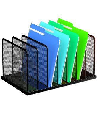 DANRONG Heavy Duty Steel Mesh Desk File Organizer Compartments Desktop Sorter for Home Office Classroom