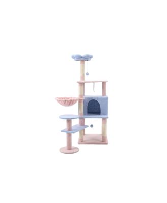 Streamdale Furniture flower cat tree with large condo removable flower cushion and hammock