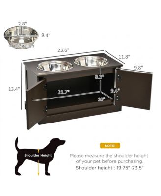 RUIE Elevated Dog Bowls with Storage Cabinet and Two Stainless Steel Bowls for Large Dogs