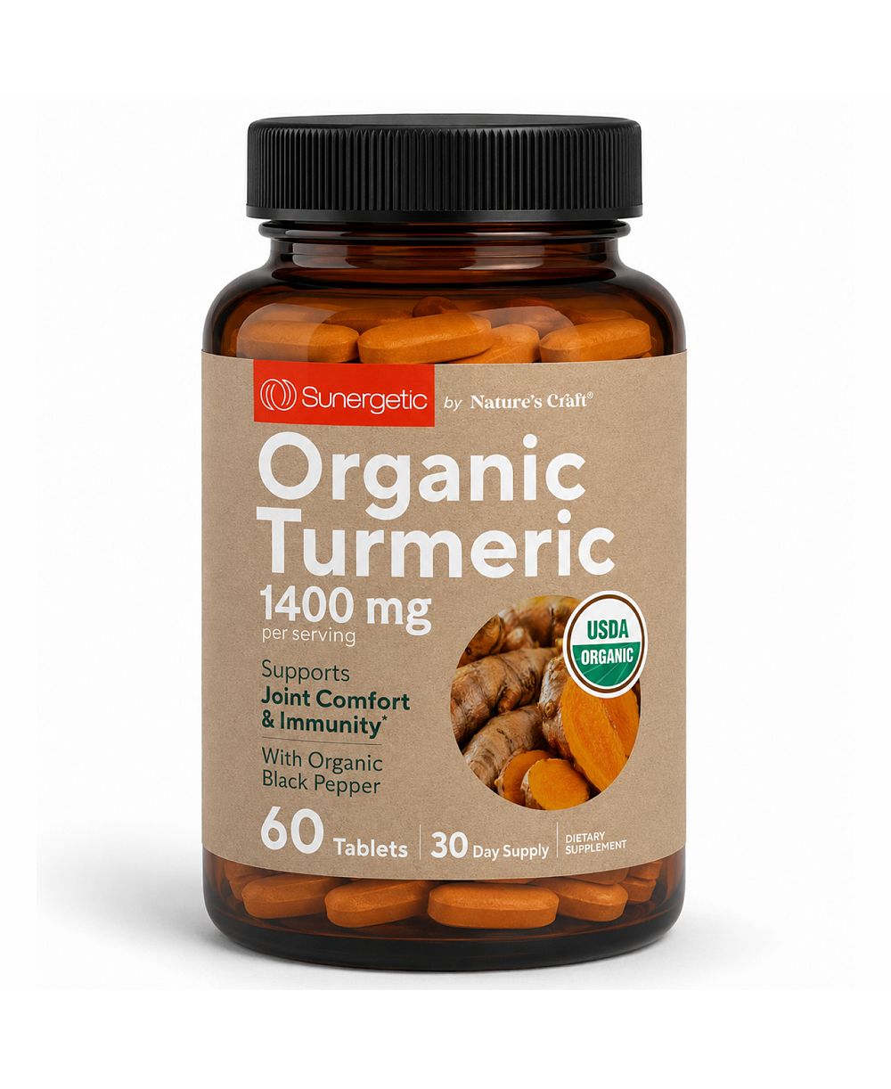 Sunergetic Turmeric Tablets with Black Pepper, 1400mg Per Serving, 60 Count