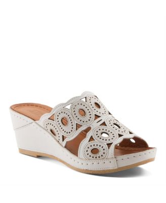 Spring Step Женские кожаные босоножки на танкетке с удобной стелькой