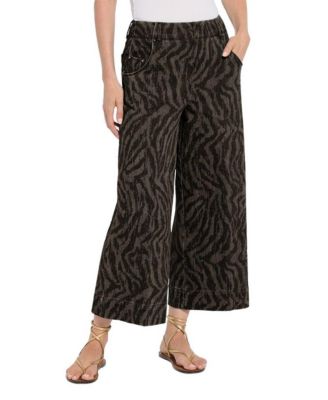 LYSSE Women's Leo Palazzo High-Rise Wide-Leg Animal-Print Denim, 25" Inseam