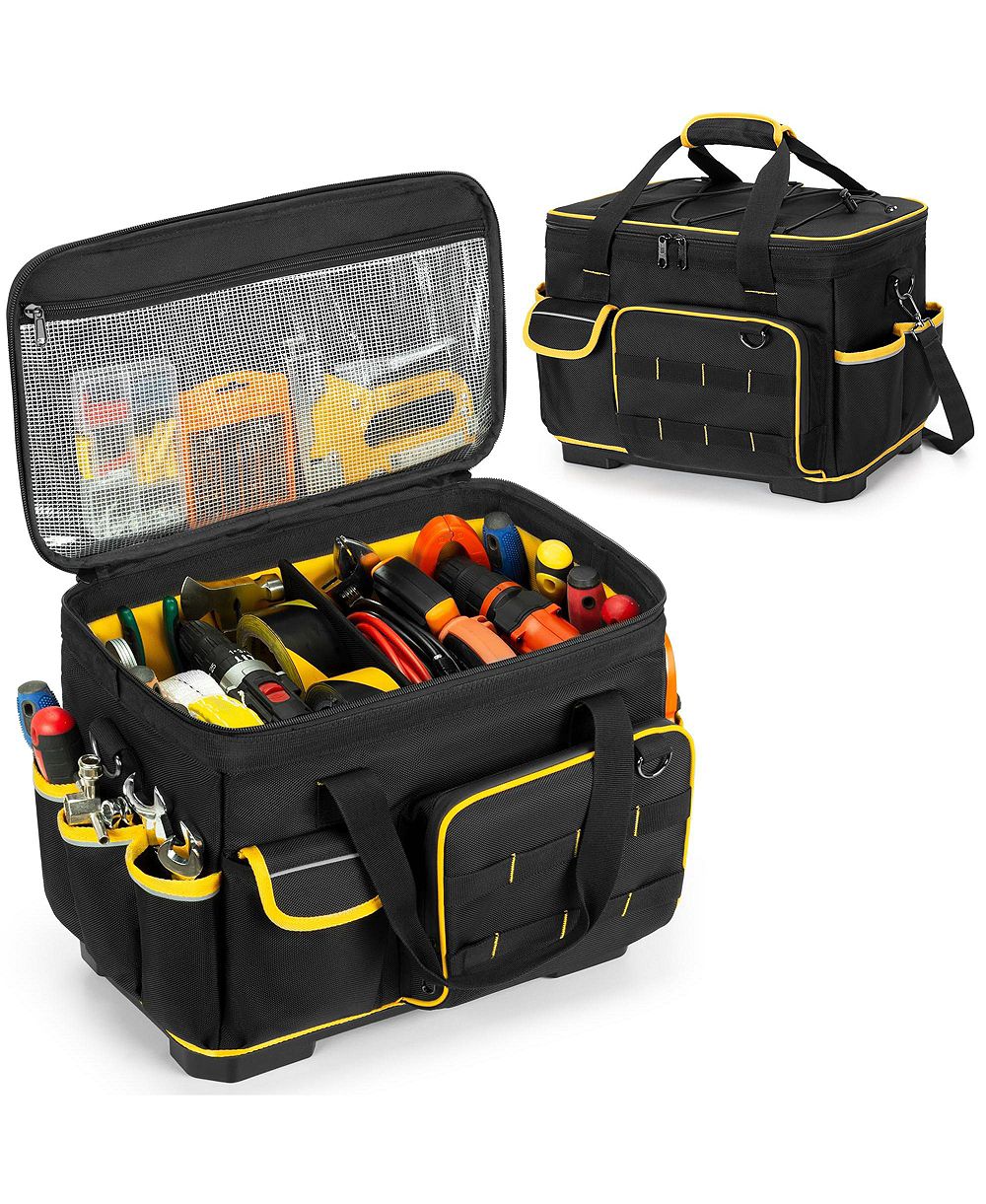 XDOVET Tool Bag Hard Bottom Detachable Divider Heavy Duty Tote Pockets
