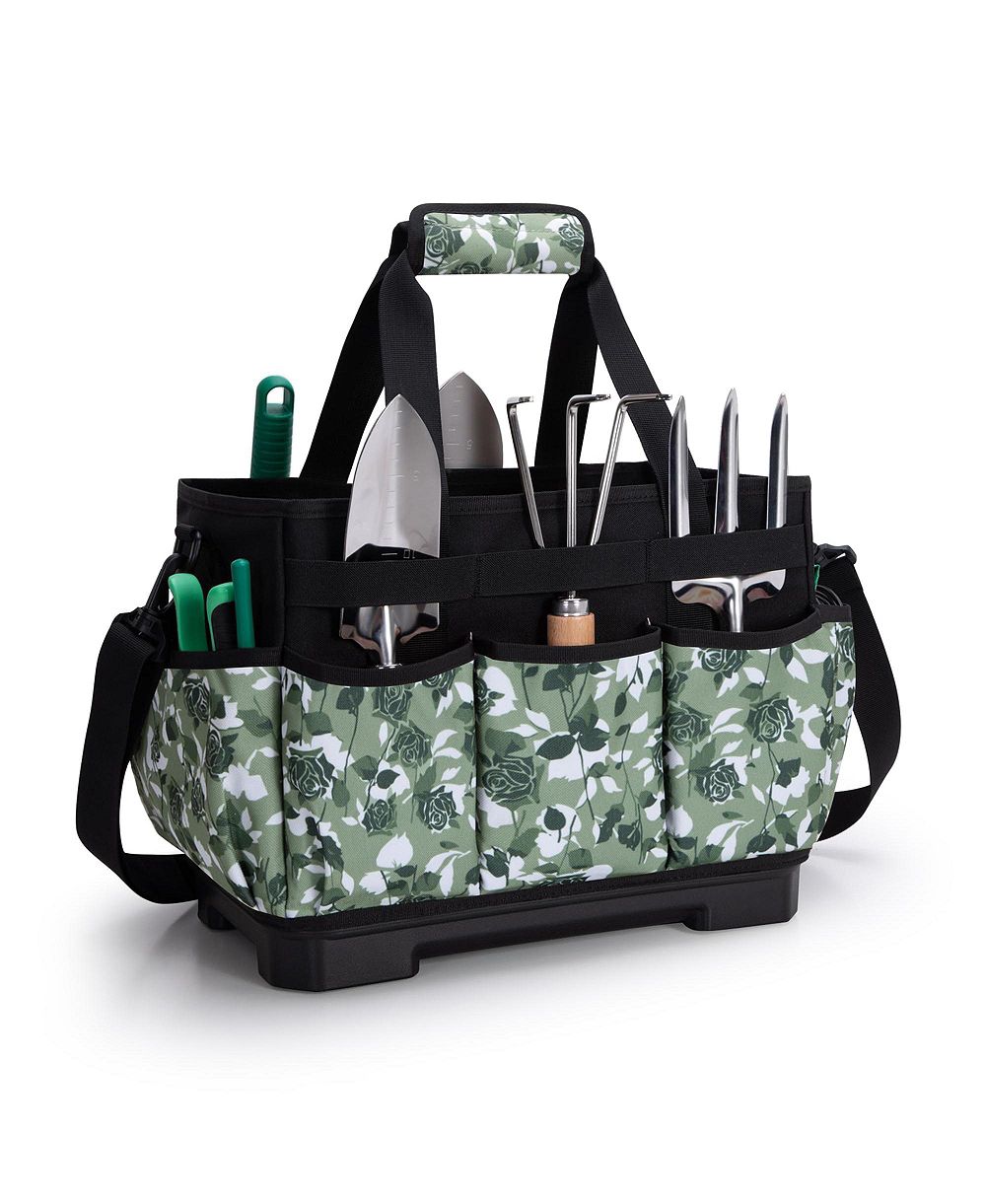 XDOVET Garden Tool Bag Hard Bottom Tote Shoulder Pockets