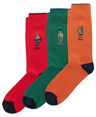 Мужские носки Polo Ralph Lauren с вышивкой медведей и резинкой, 3 шт.