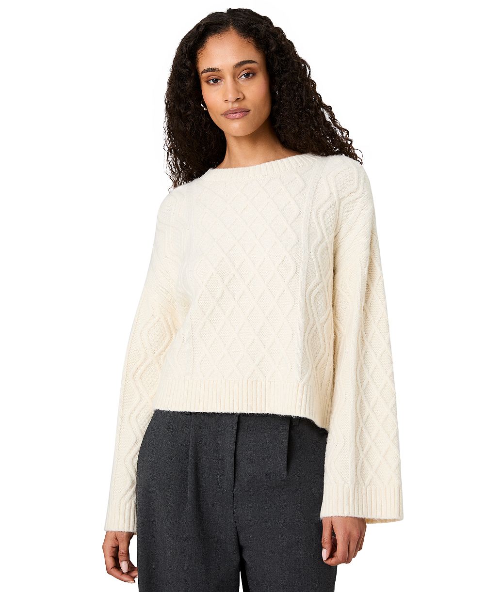French Connection Women's Wesley Cable-Knit Crewneck Pullover Sweater