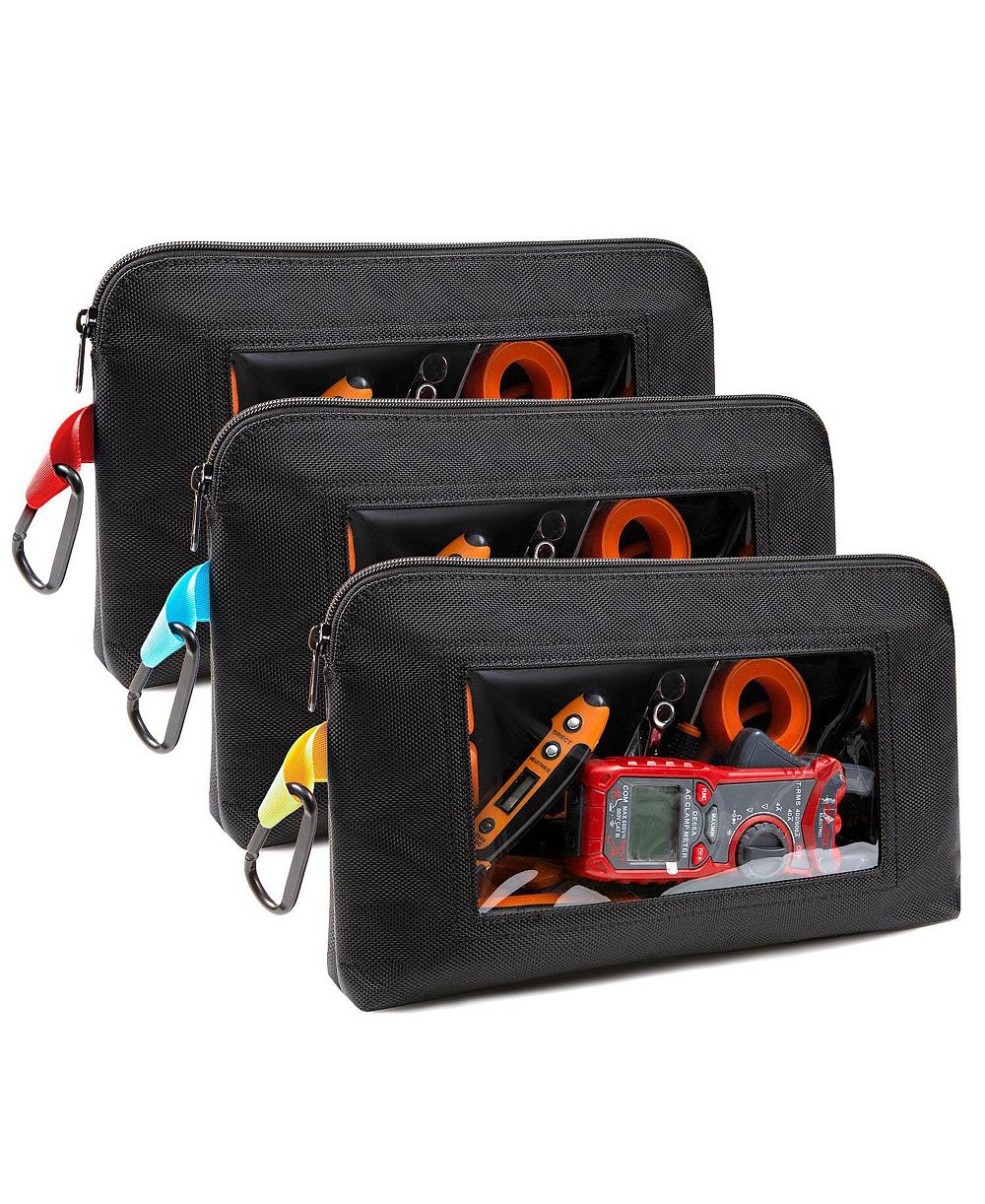 XDOVET Tool Pouch Window Men Oxford Heavy Duty Zipper Transparent Organizer Gift 3 Pack