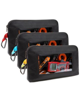 XDOVET Tool Pouch Window Men Oxford Heavy Duty Zipper Transparent Organizer Gift 3 Pack