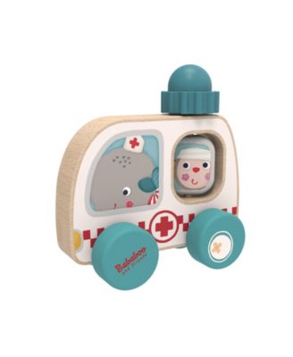 Bababoo and friends Wilma Whale Ambulance Wooden Toy Vehicle with Rotating Blue Light