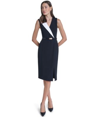 Calvin Klein Women's V-Neck Sleeveless Sheath Dress