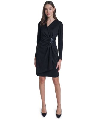 Calvin Klein Women's Long-Sleeve Wrap Sheath Dress