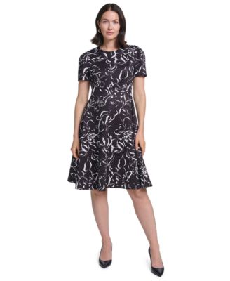 Calvin Klein Women's Floral-Print Fit & Flare Midi Dress