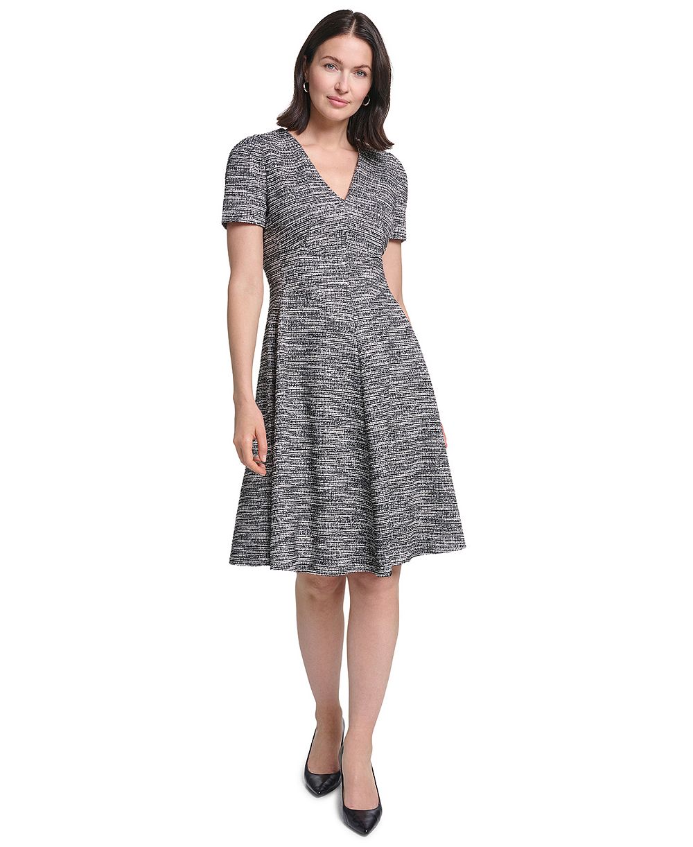 Calvin Klein Women's V-Neck Short-Sleeve Midi Dress