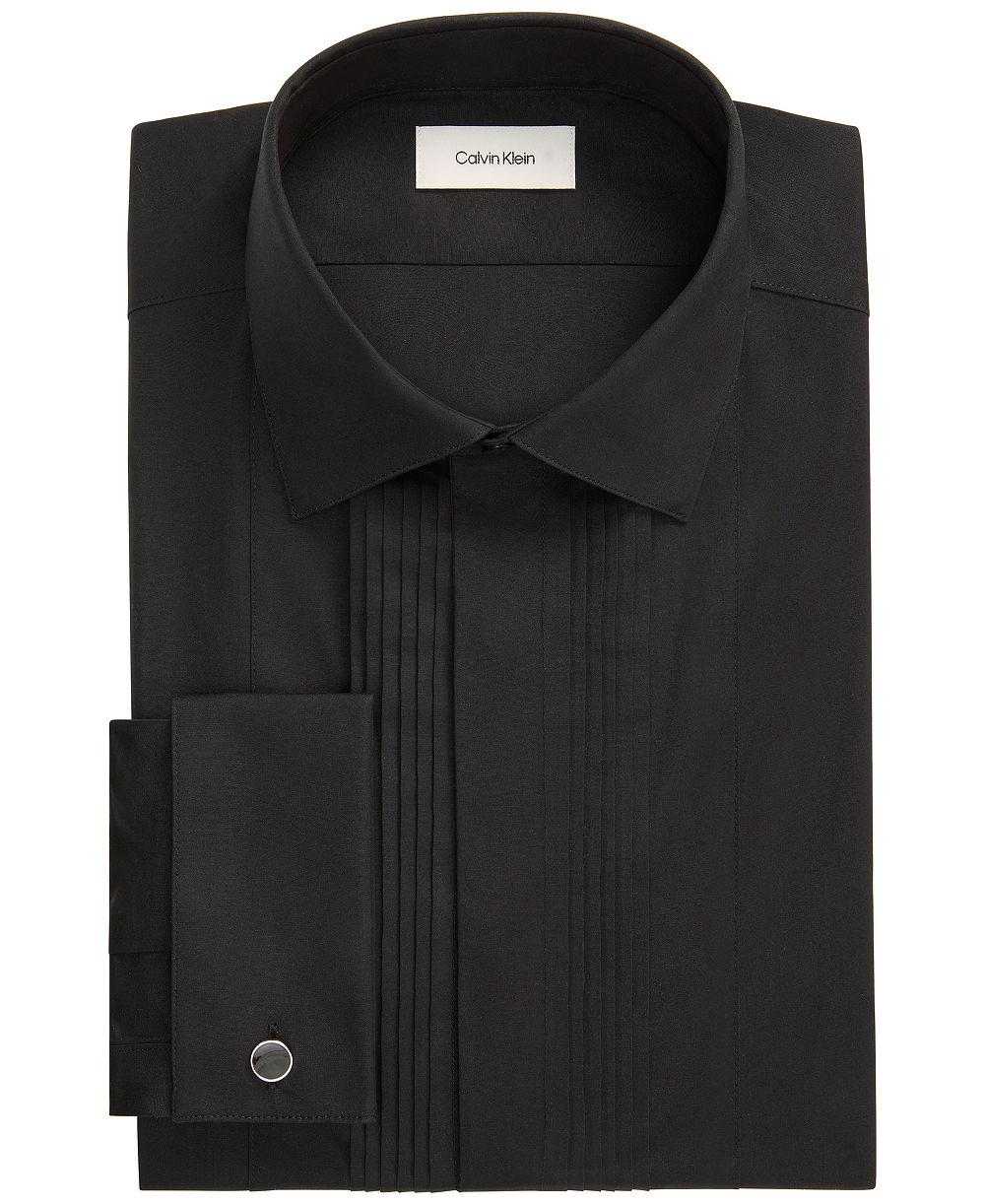 Calvin Klein Men's Tailored Occasion French-Cuff Slim-Fit Pleated-Bib Dress Shirt