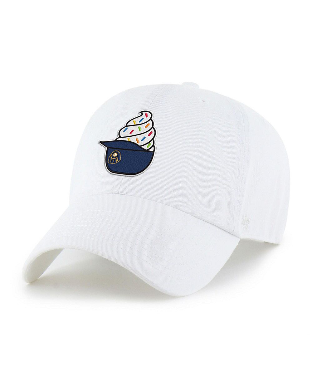 Детская кепка '47 Brand White Milwaukee Brewers Ice Cream Helmet Clean Up регулируемая