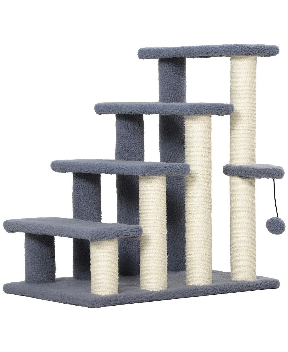 RUIE 4-Level Cat Steps with Sisal Scratching Posts for High Beds