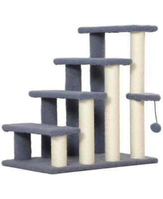 RUIE 4-Level Cat Steps with Sisal Scratching Posts for High Beds