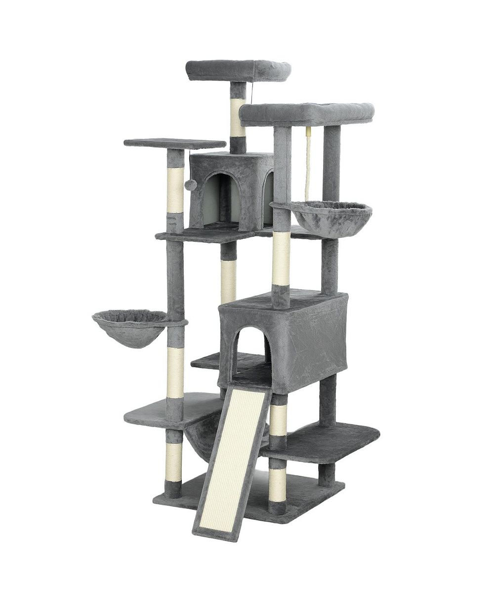 RUIE 69 Inch Cat Tree Tower with 2 Condos 3 Hammocks and 8 Scratching Posts