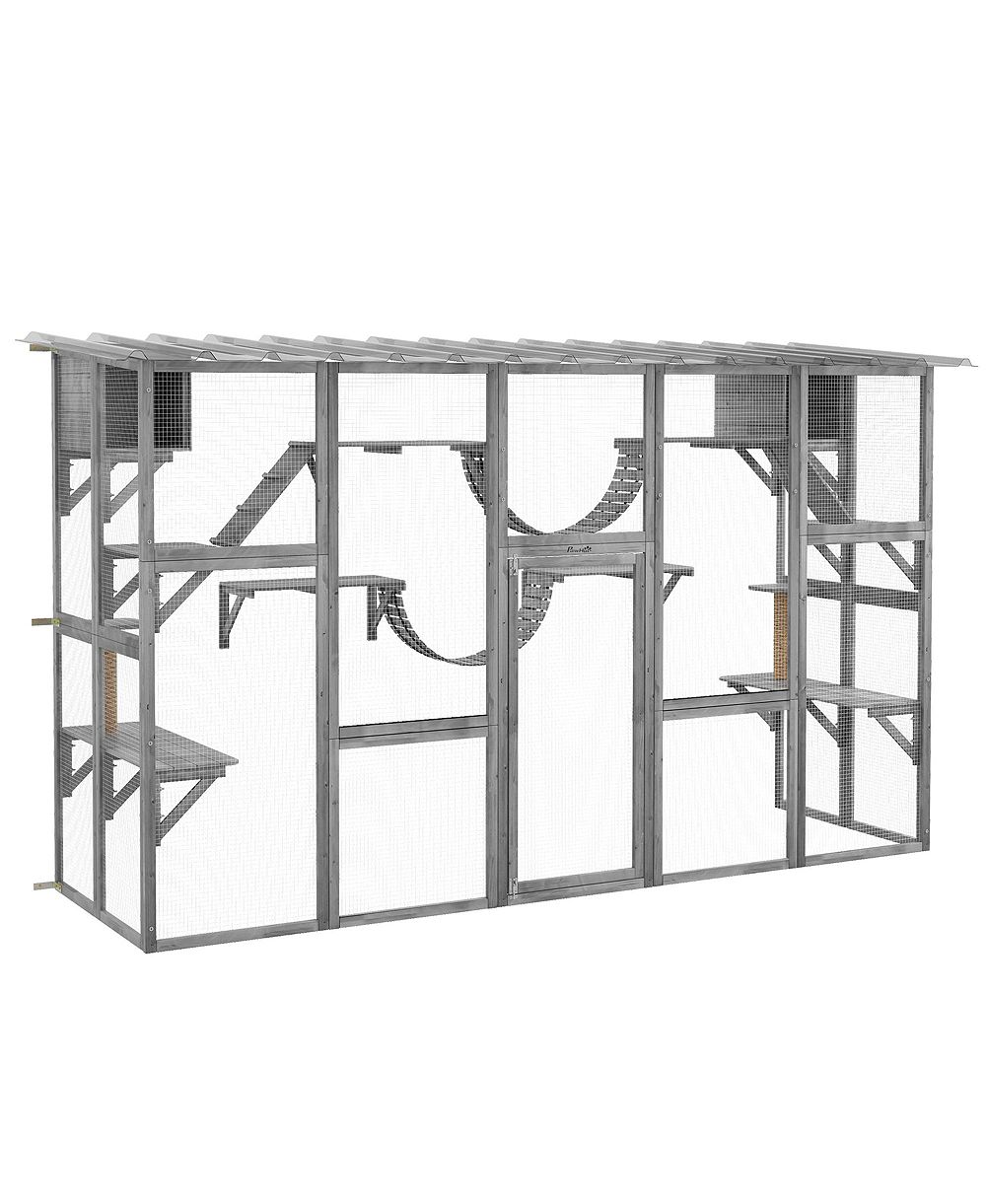 RUIE Large Outdoor Catio Cat Enclosure with Shelves Bridges and Ramps