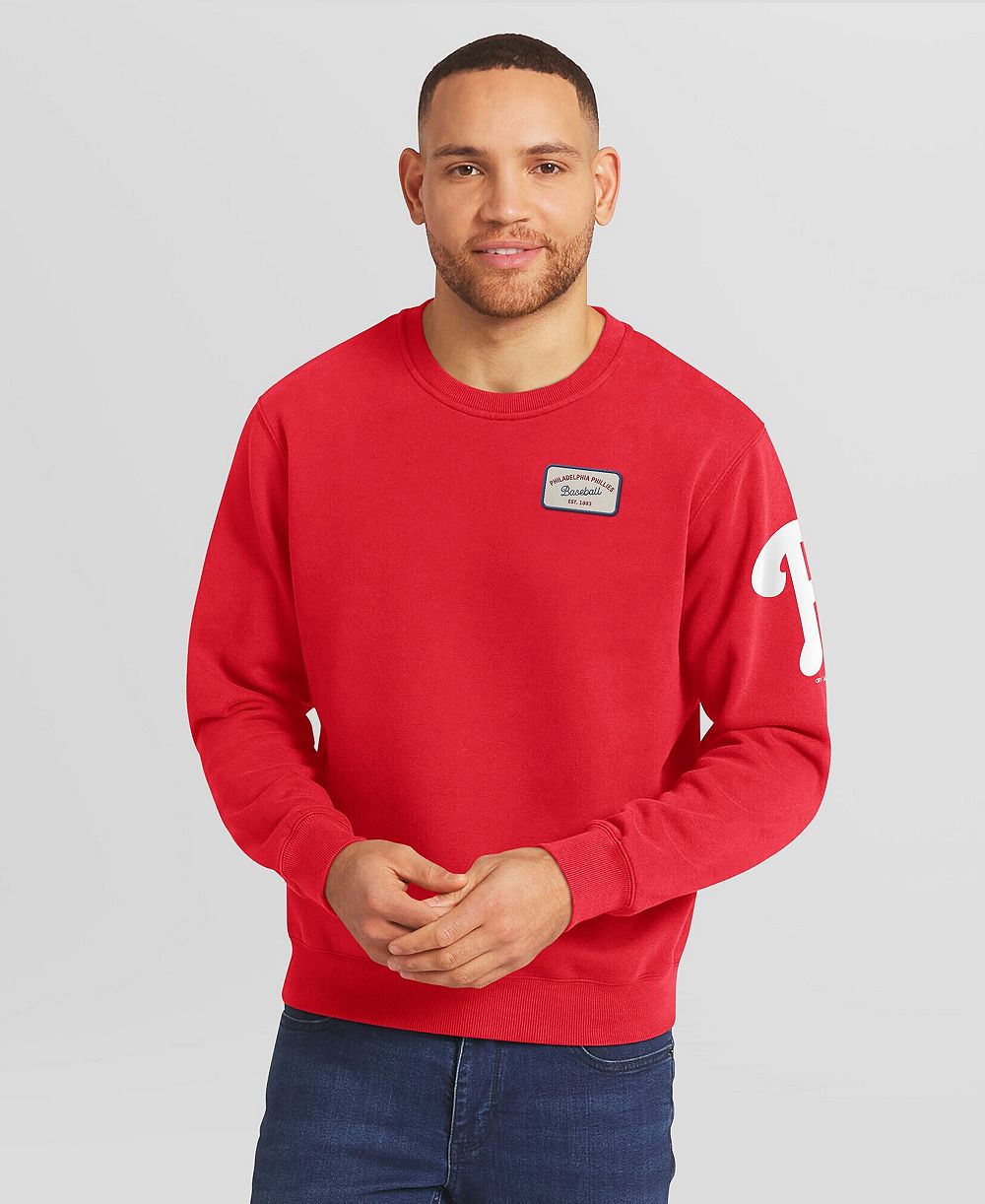 Darius Rucker Collection By Fanatics Мужская красная толстовка Philadelphia Phillies Washed Crew Neck Pullover Sweatshirt