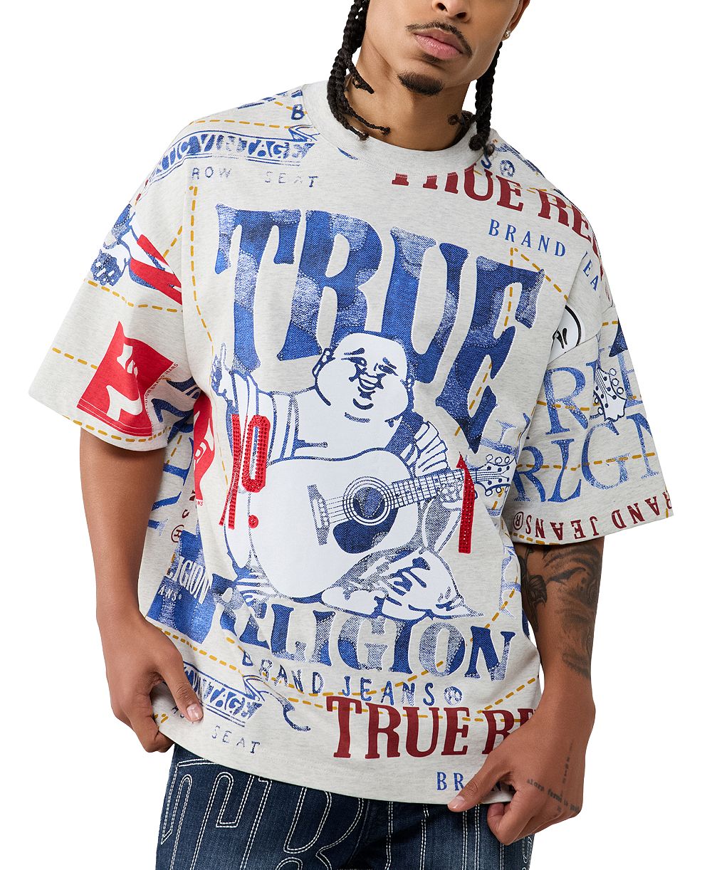 True Religion Men's Logo Print Oversized T-Shirt