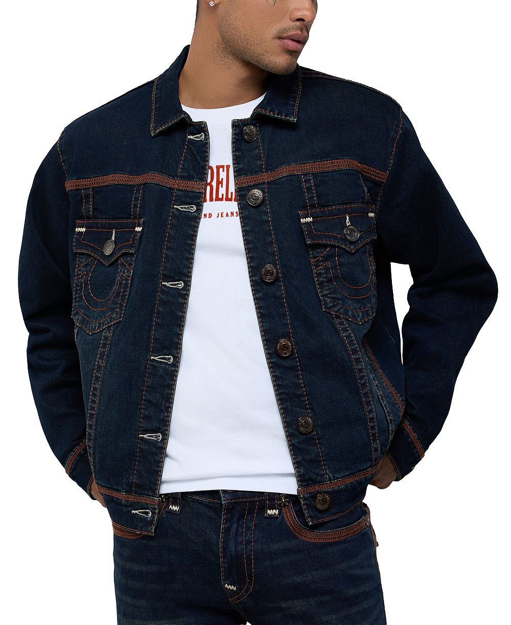 True Religion Men's Super Flatlock Trucker Jacket