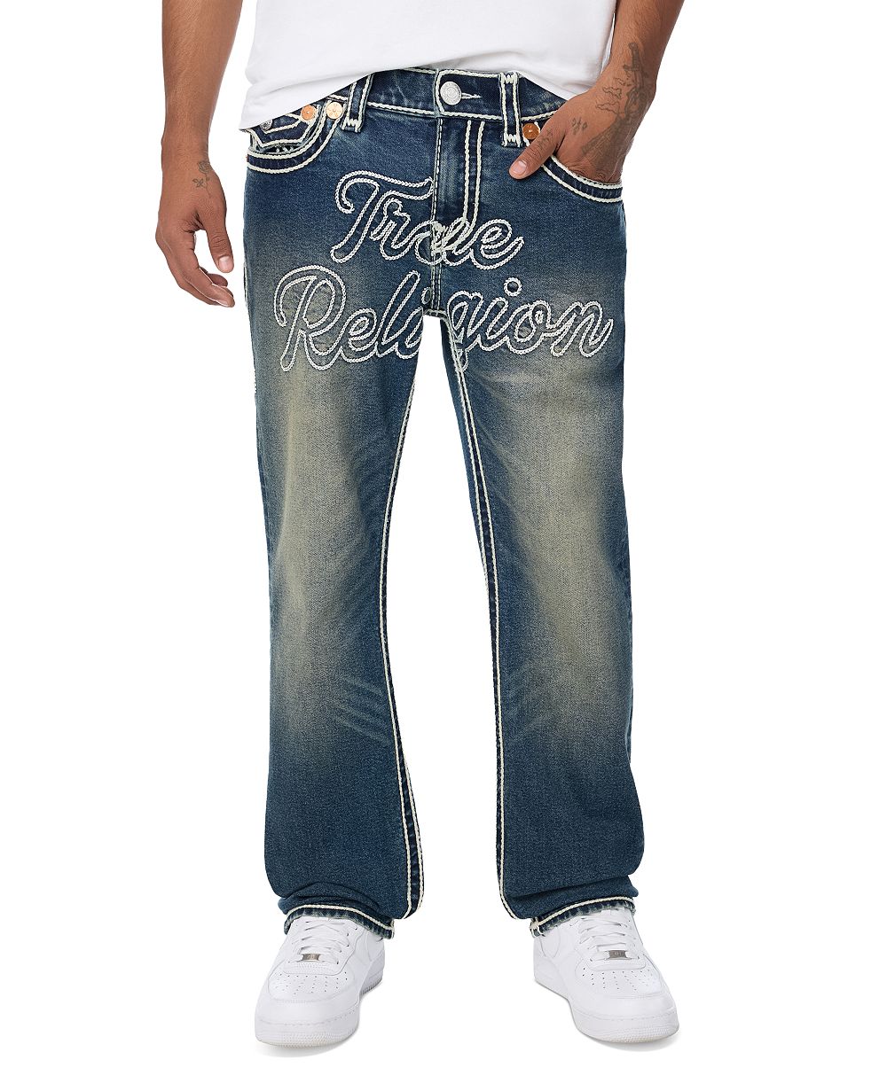 True Religion Men's Ricky Rope Stitch Flap Straight Jeans