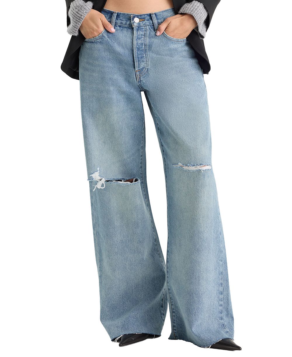 Good American Women's Vintage Low Slung Baggy Destructed Jeans
