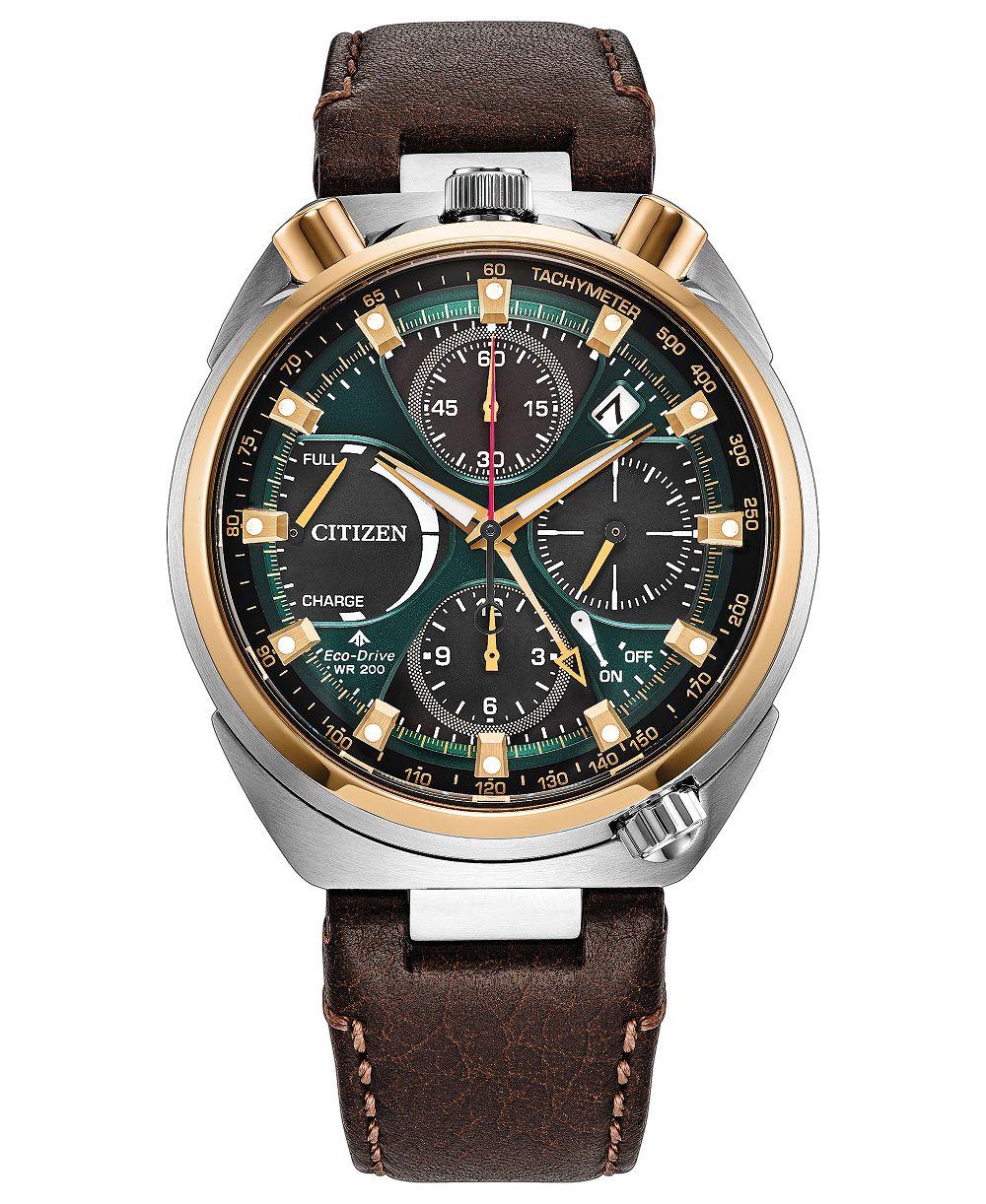 Citizen Мужской ограниченная серия Promaster Land Tsuno Chrono коричневый кожаный ремешок часы 44.5mm