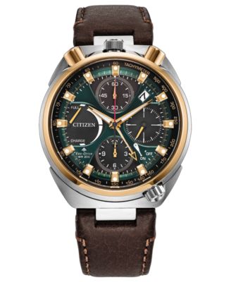 Citizen Мужской ограниченная серия Promaster Land Tsuno Chrono коричневый кожаный ремешок часы 44.5mm