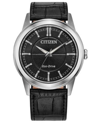 Часы Citizen Men's Rolan Black Leather Strap Watch 41mm