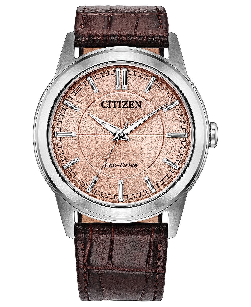 Citizen Men's Rolan Brown Leather Strap Watch 41mm