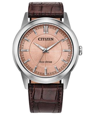 Citizen Men's Rolan Brown Leather Strap Watch 41mm