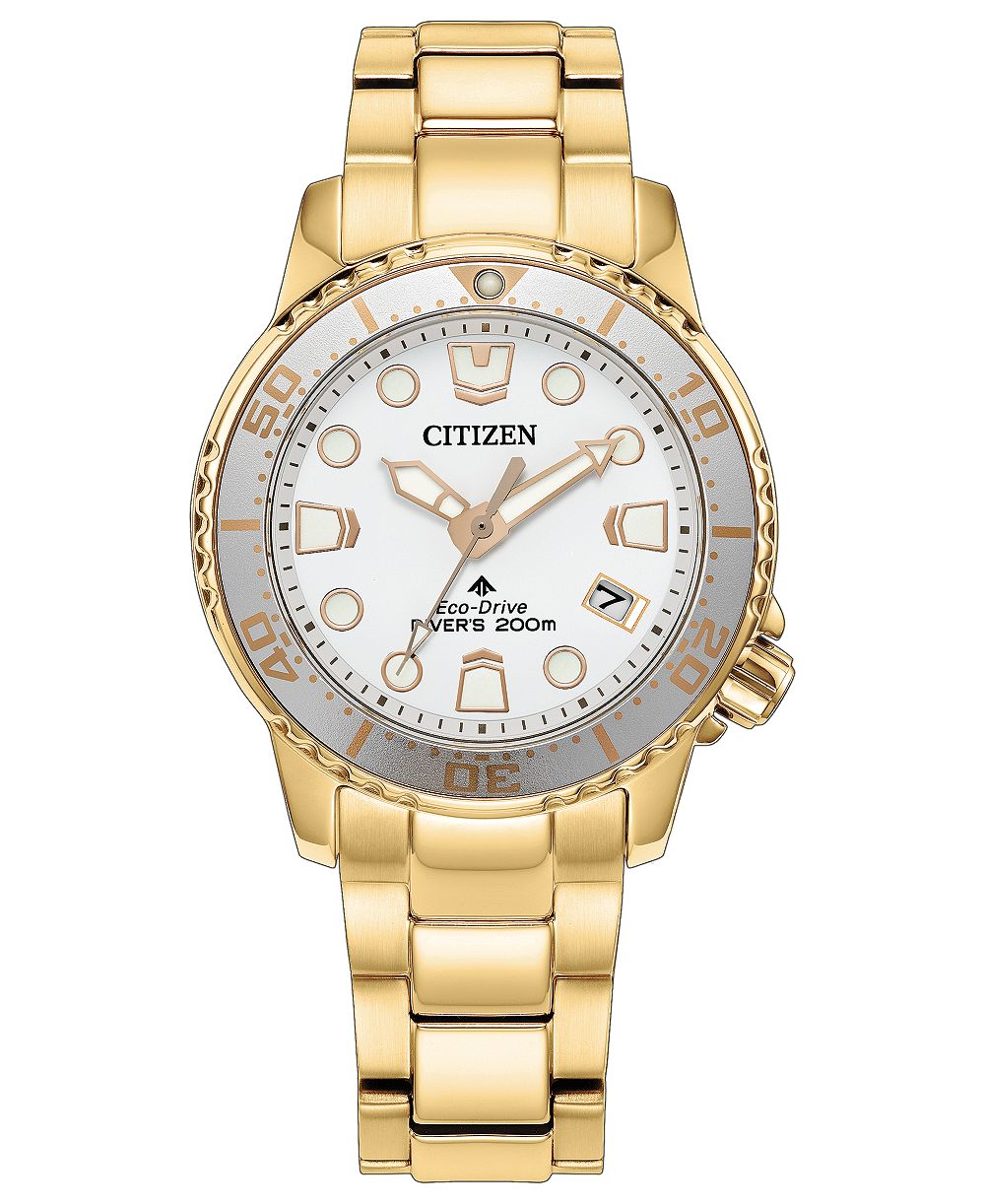 Citizen Unisex Promaster Sea Dive Light Gold-Tone Stainless Steel Bracelet Watch 36.5mm