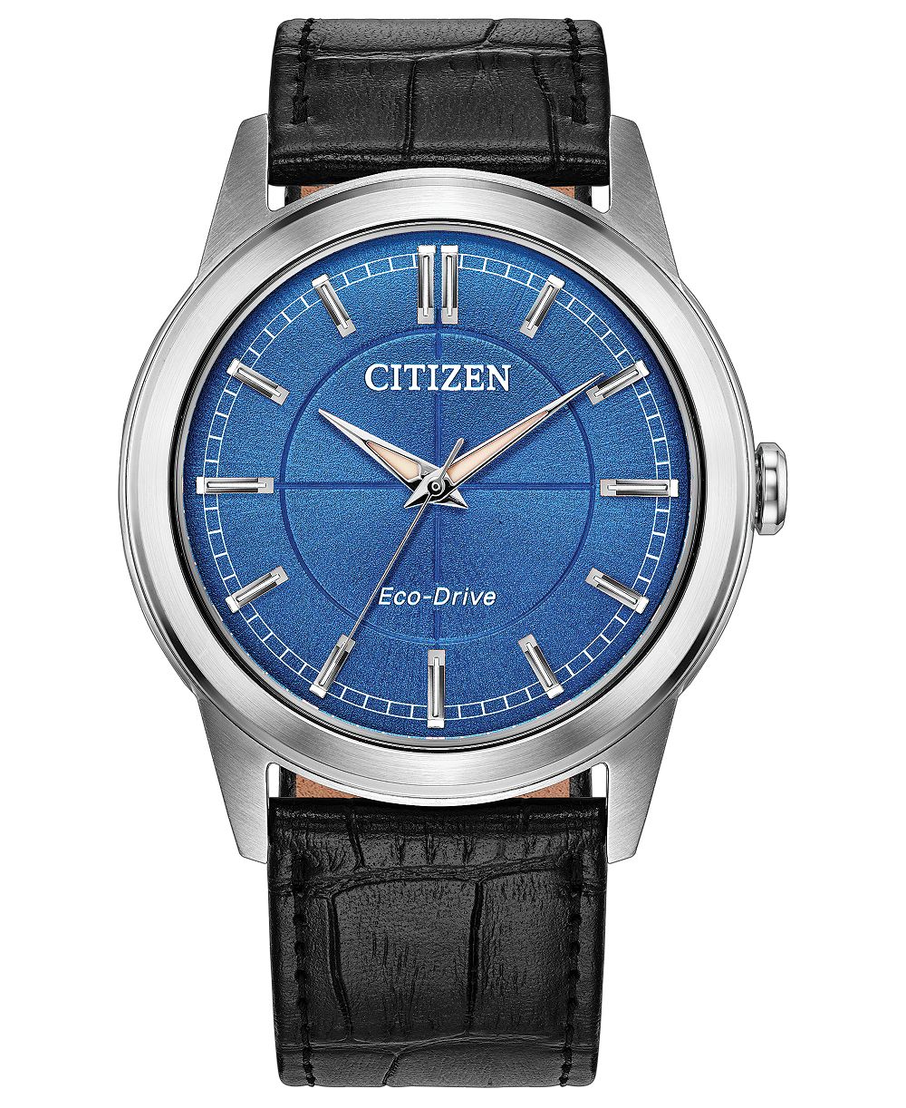 Мужские часы Citizen Rolan Black Leather Strap 37mm