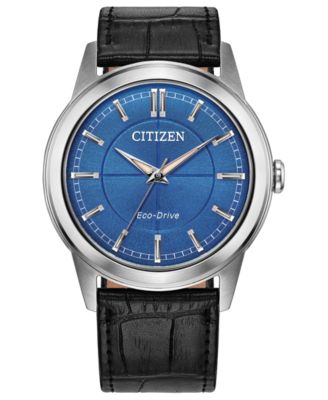 Citizen Men's Rolan Black Leather Strap Watch 37mm