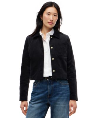 Tommy Hilfiger Women's Velvet Cropped Work Jacket
