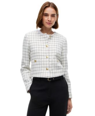 Tommy Hilfiger Women's Festive Bouclé Lady Jack Plaid Cropped Jacket