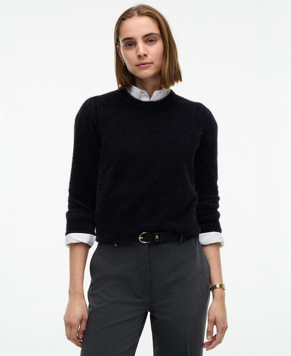 Tommy Hilfiger Women's Textured-Lurex Lightweight Crewneck Long-Sleeve Sweater