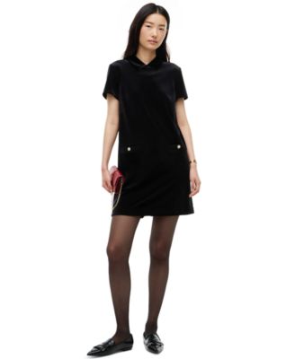 Tommy Hilfiger Women's Velvet Short-Sleeve Point Collar Mini Dress