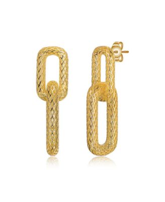 Серьги Rachel Glauber Radiant 14K Gold Plated Mesh Rectangular Double Loops