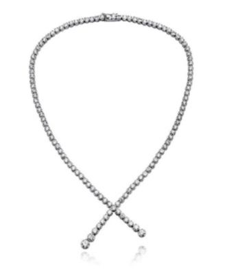 Колье Genevive Brilliant White Gold Plated Sterling Silver CZ Twist