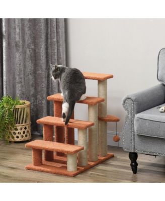 RUIE 4 Level Cat Steps with Scratching Posts for High Beds and Sofas