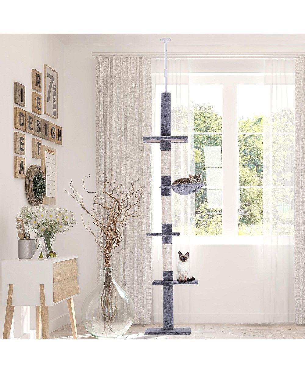 RUIE 102 Inch Floor to Ceiling Cat Tree 5 Level Tower with Scratching Posts and Hammock